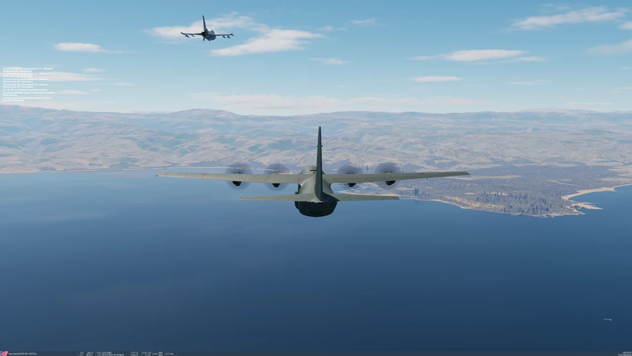 C-130 Hercules with F-16 Escort